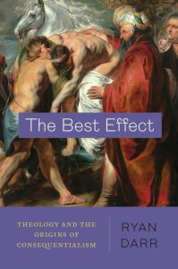 book cover with purple background and an oil painting of a religious scene